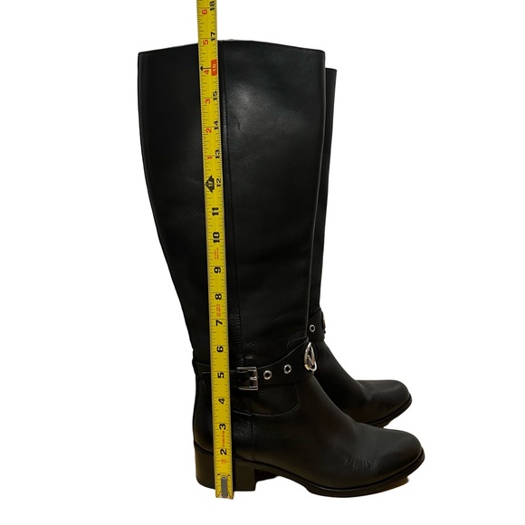Michael Kors Tall Black Leather Boots size 6 silver hardware - Picture 8 of 9